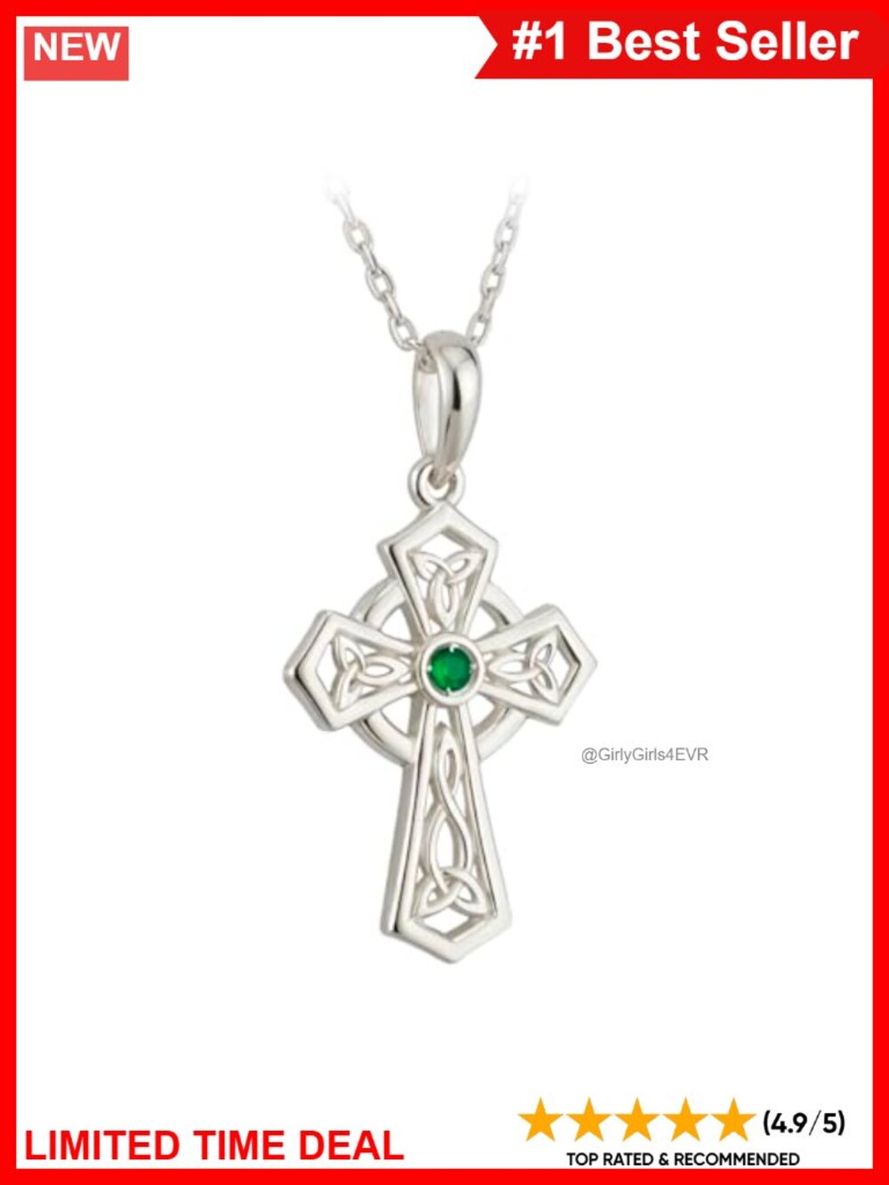 Sterling Silver Celtic Cross Pendant Necklace 18" Handmade in Ireland